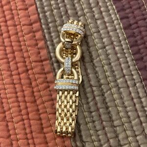Gold-Tone Crystal Link Bracelet 7”
